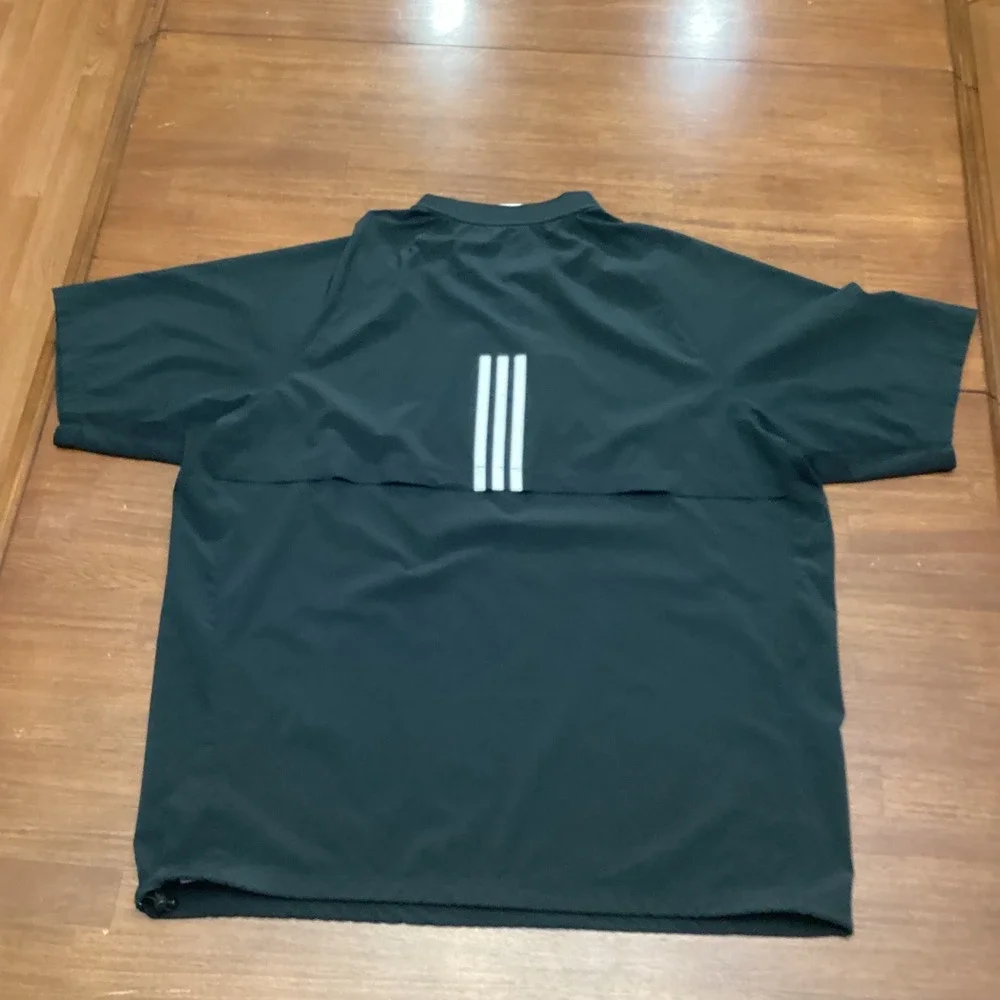 Adidas Mens Black Quarter Zip Short Sleeve Climaproof Vented Jacket Large Sports